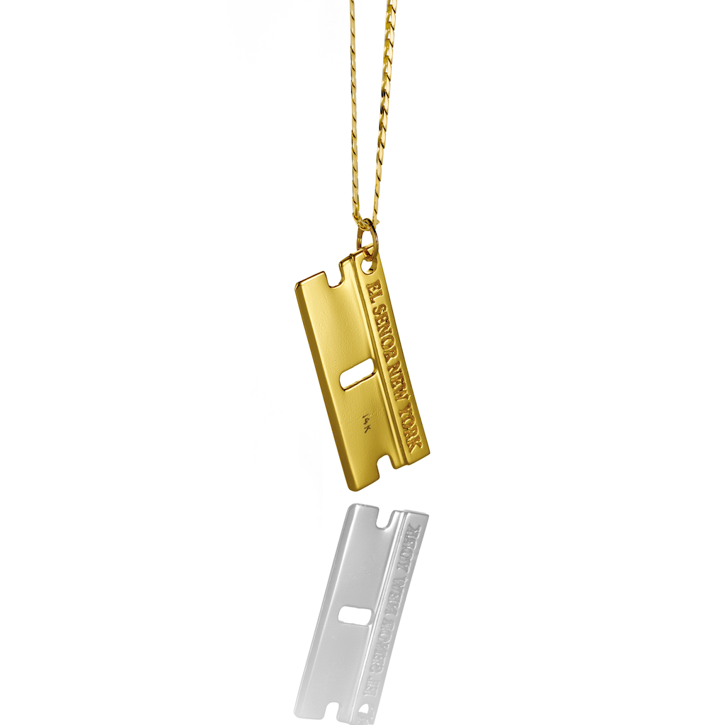 Razor blade pendant gold discount