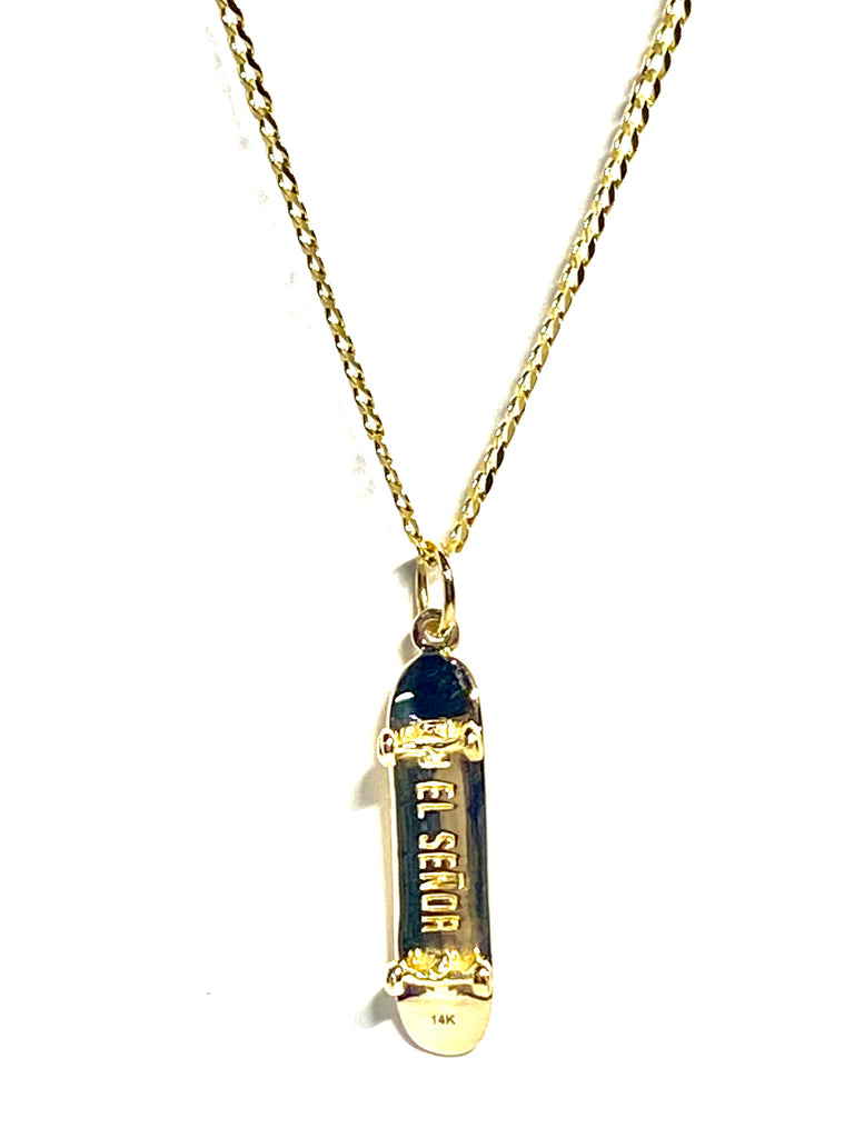 Skateboard pendant 14K Solid Gold El Senor