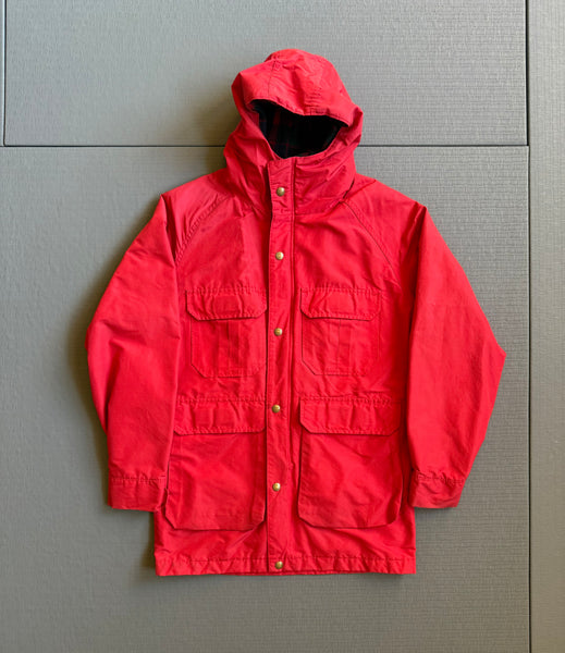 VTG 80s Woolrich Jacket Mens Small Red Plaid Wool Lined Parka Outdoors Coat