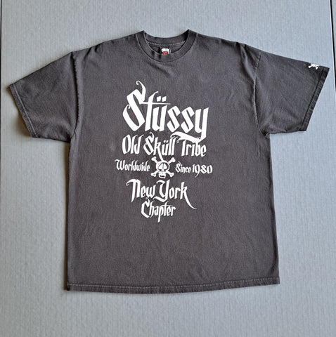 Stussy Old Skull Tribe Worldwide NY Chapter Skull Black T-Shirt supreme Men XL
