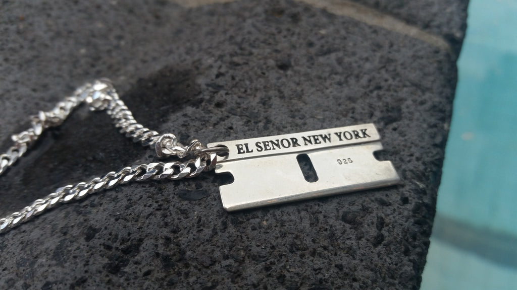 Razor Blade' pendant - Rhodium plated – El Señor