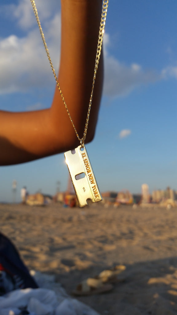 Razor Blade pendant 14K Solid Gold El Se or