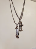 'Skateboard' pendant - Rhodium plated