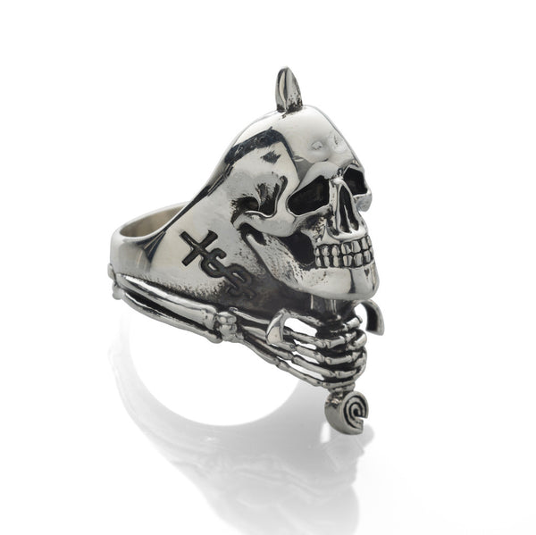 'Skull And Sword' ring - Rhodium plated