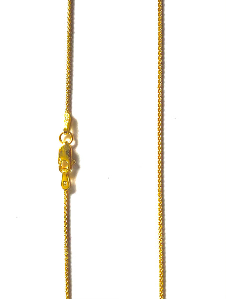 1mm Diamond Cut Wheat Necklace 14k Solid Gold