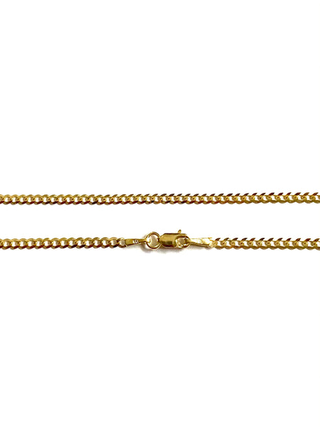 2mm 'Curb' Chain ('Cuban' Links) 10k Solid Gold