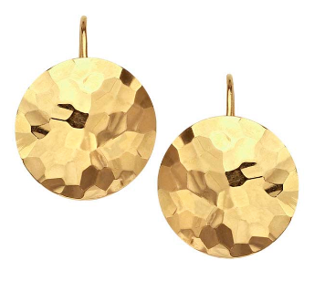Hammered Disc Earrings 14K Solid Gold