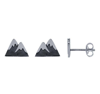'Snow' Mountains .925 Sterling Silver Post Earrings