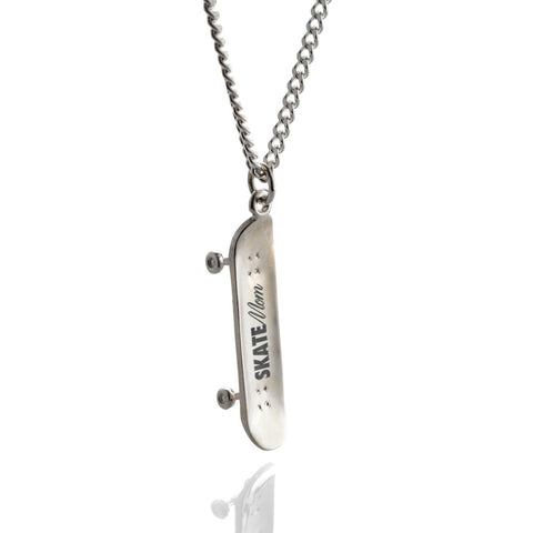 'Skate Mom' Skateboard pendant - .925 Sterling Silver