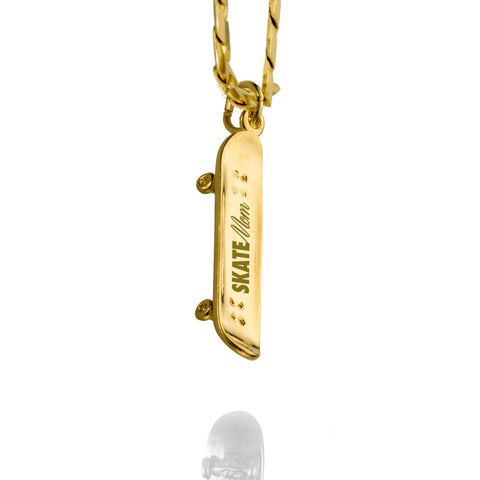 'Skate Mom' Skateboard pendant - 14K Solid Gold