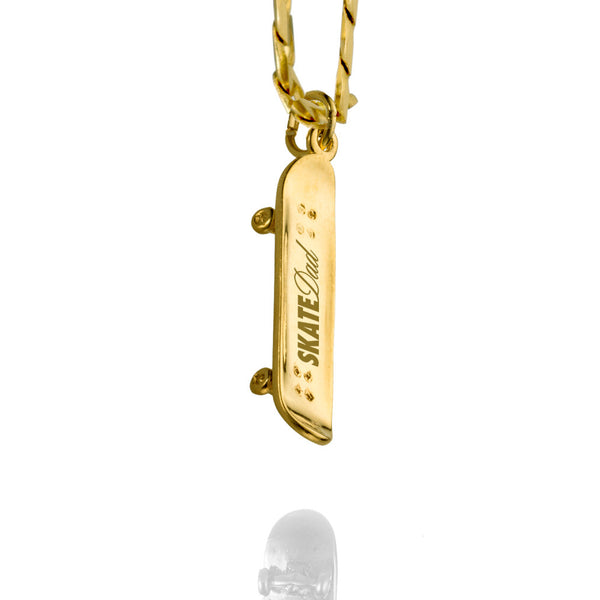 'Skate Dad' Skateboard pendant - 10K Solid Gold