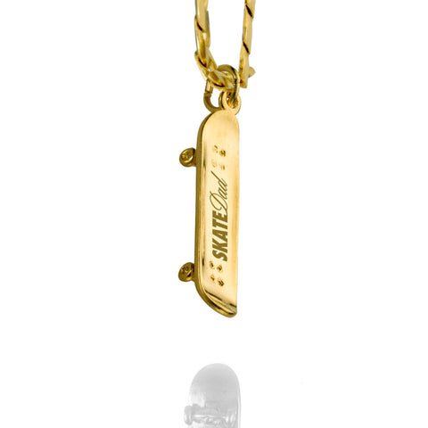 'Skate Dad' Skateboard pendant - 10K Solid Gold