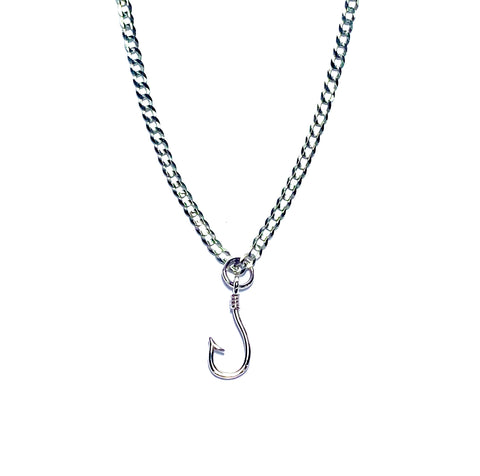 Fish Hook Pendant .925 Sterling Silver