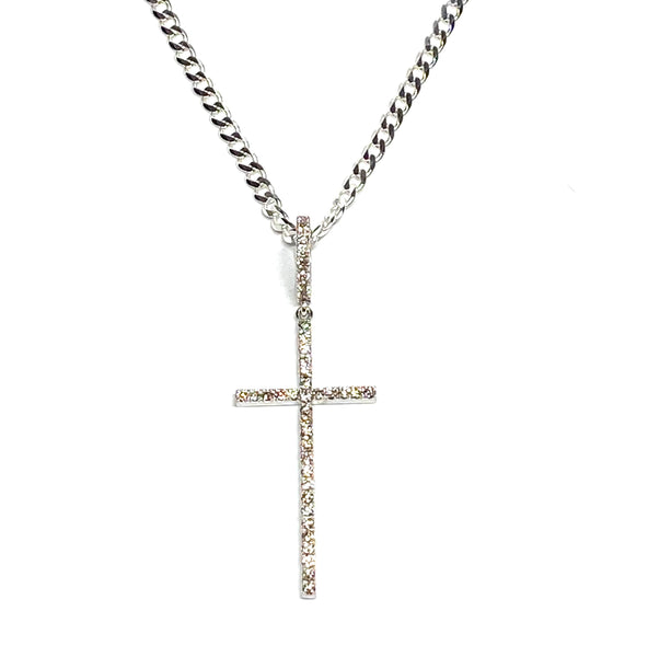 14k VS Diamond Cross White Gold