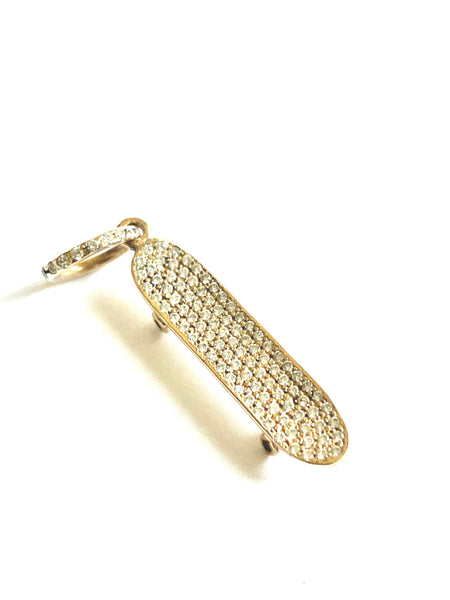 10k or 14k VS Diamond Skateboard Pendant Yellow Gold