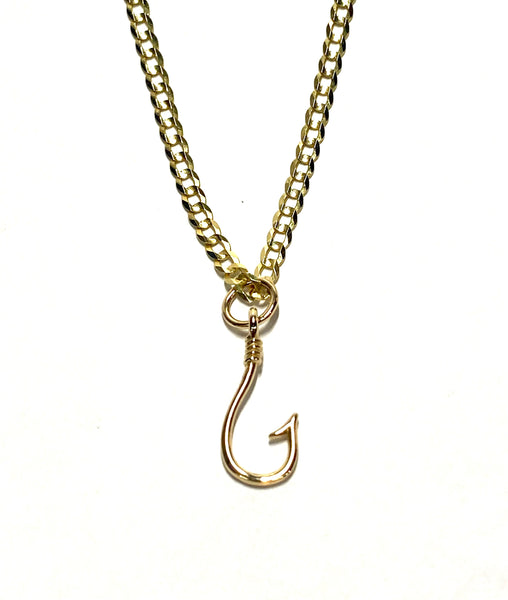 Fish Hook Pendant 14K Solid Gold – El Señor