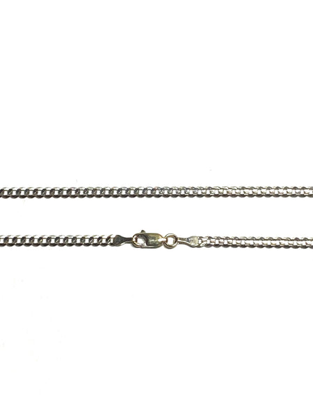 3.5mm 14k White Gold Cuban/Curb Chain