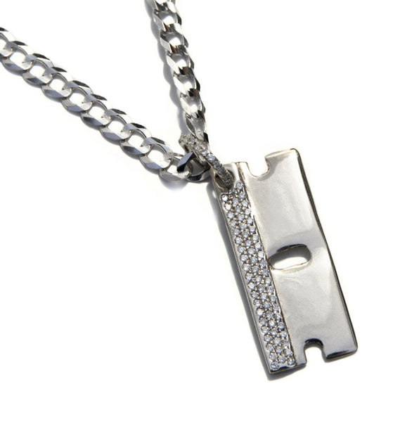 10k or 14k VS Diamond 'Razor Blade' pendant White Gold