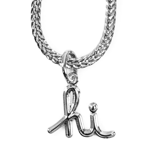 'hi' Pendant rhodium plated